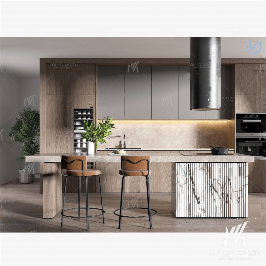 Modern Marble Bar Bar Chair 3d model